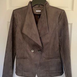 NWT WHBM Faux Suede Jacket Dark Gray 4